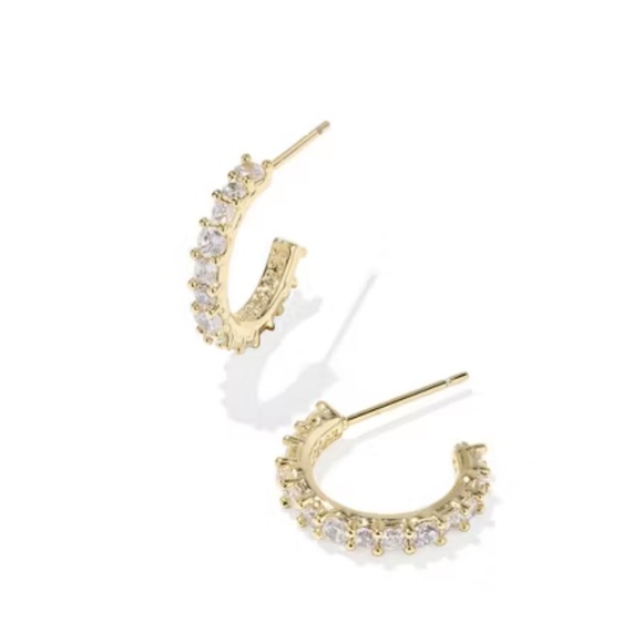 NWT Kendra Scott Belle Huggie Hoop Earrings In Gold Colors - Picture 1 of 4